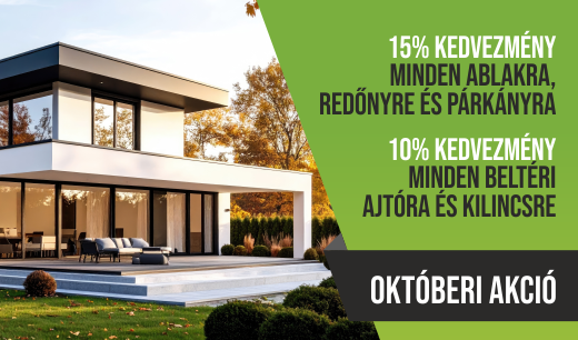 15% kedvezmény minden ablakra, redőnyre és párkányra
10% kedvezmény minden beltéri ajtóra és kilincsre